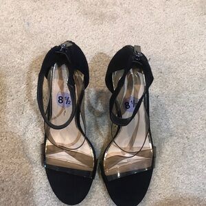 Jessica Simpson Dalechi Strappy Stiletto in Black with Translucent Strap-8.5